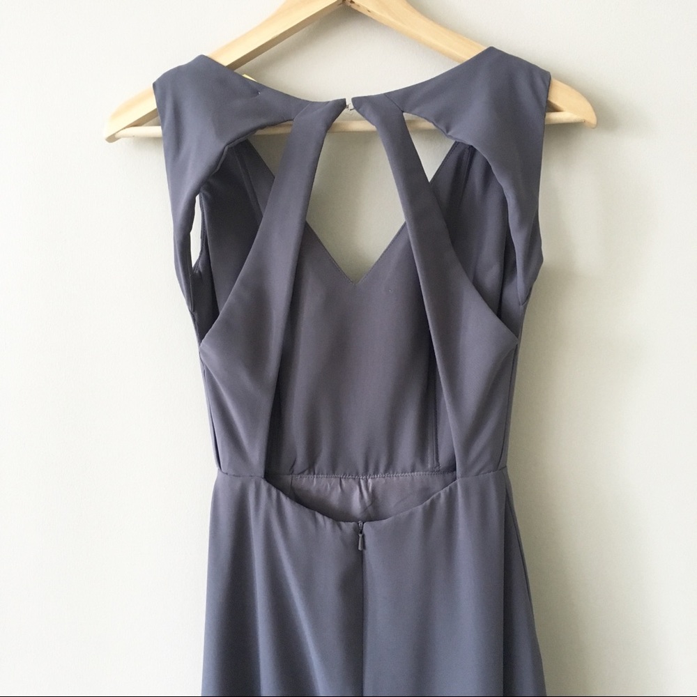 Hayley Paige GREY Cut-out-back Long Formal Dress - Picture 4 of 8